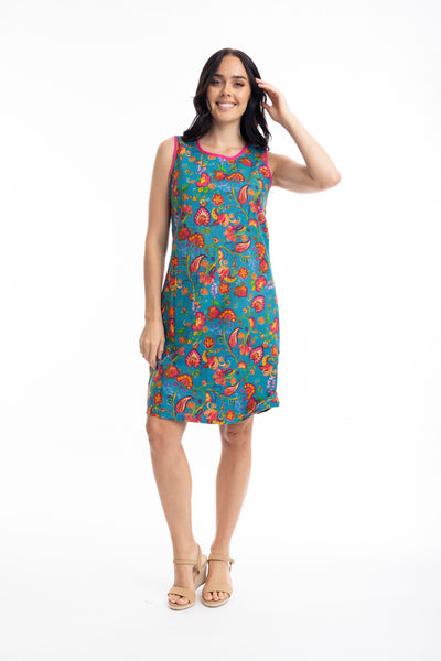 ORIENTIQUE - CARVALHO - ORGANIC COTTON - REVERSIBLE PRINT DRESS - 61665