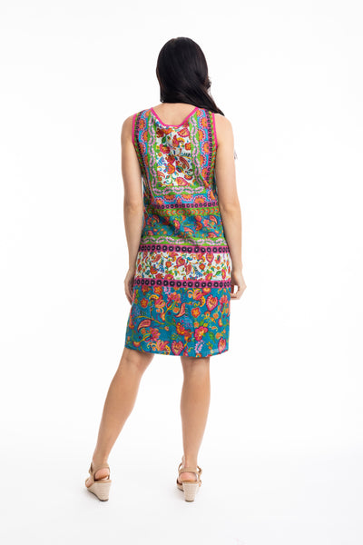 ORIENTIQUE - CARVALHO - ORGANIC COTTON - REVERSIBLE PRINT DRESS - 61665