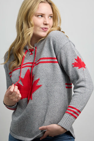 CANADA KNITWEAR - HOCKEY SWEATER -5211 - GREY / RED
