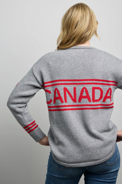 CANADA KNITWEAR - HOCKEY SWEATER -5211 - GREY / RED
