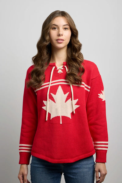 CANADA KNITWEAR - HOCKEY SWEATER - 5211 - RED / NATURAL