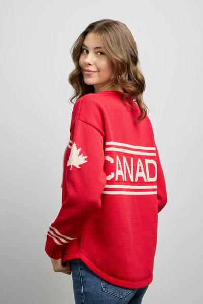 CANADA KNITWEAR - HOCKEY SWEATER - 5211 - RED / NATURAL