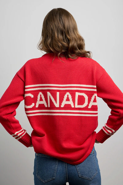 CANADA KNITWEAR - HOCKEY SWEATER - 5211 - RED / NATURAL