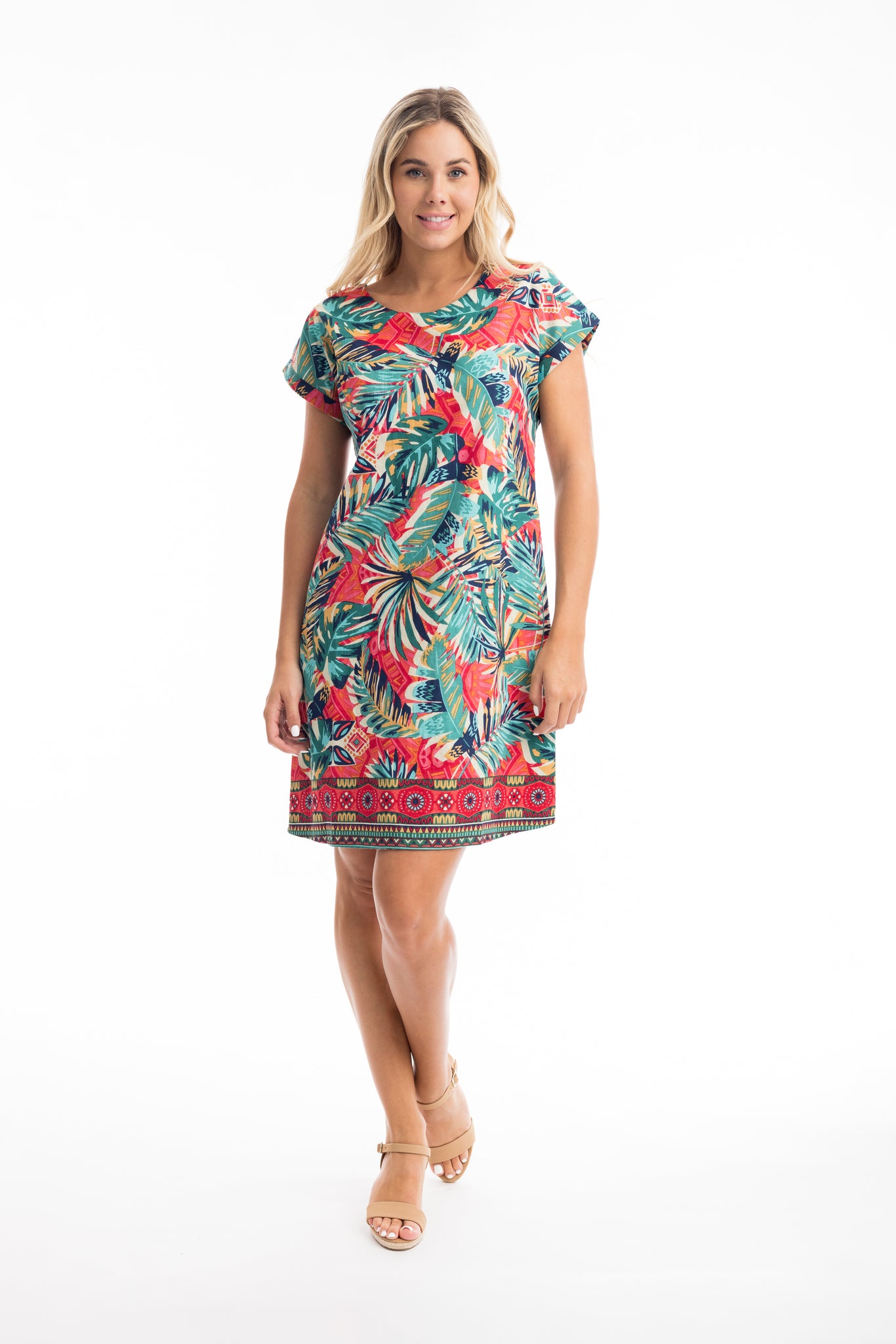 ORIENTIQUE - RIO - REVERSIBLE CAP SLEEVE ORGANIC COTTON DRESS - 61702